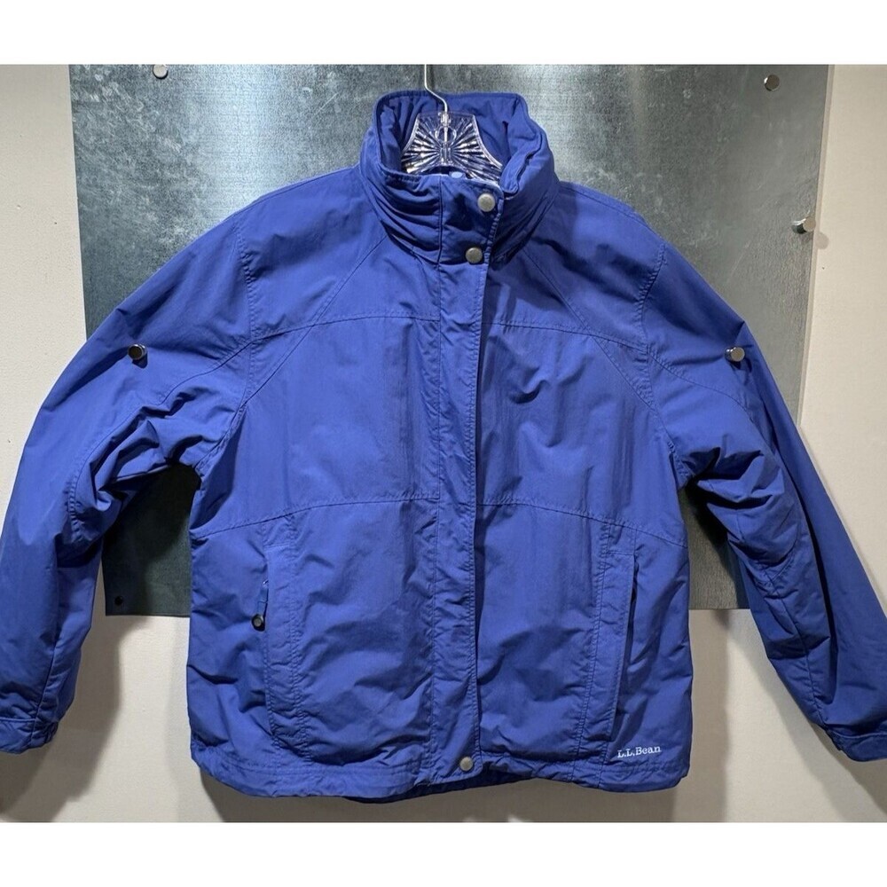 LL Bean 3 in 1 Jacket Women's Blue Windbreaker Hid-a-Hood Rain Jacket L-REG - Picture 6 of 16